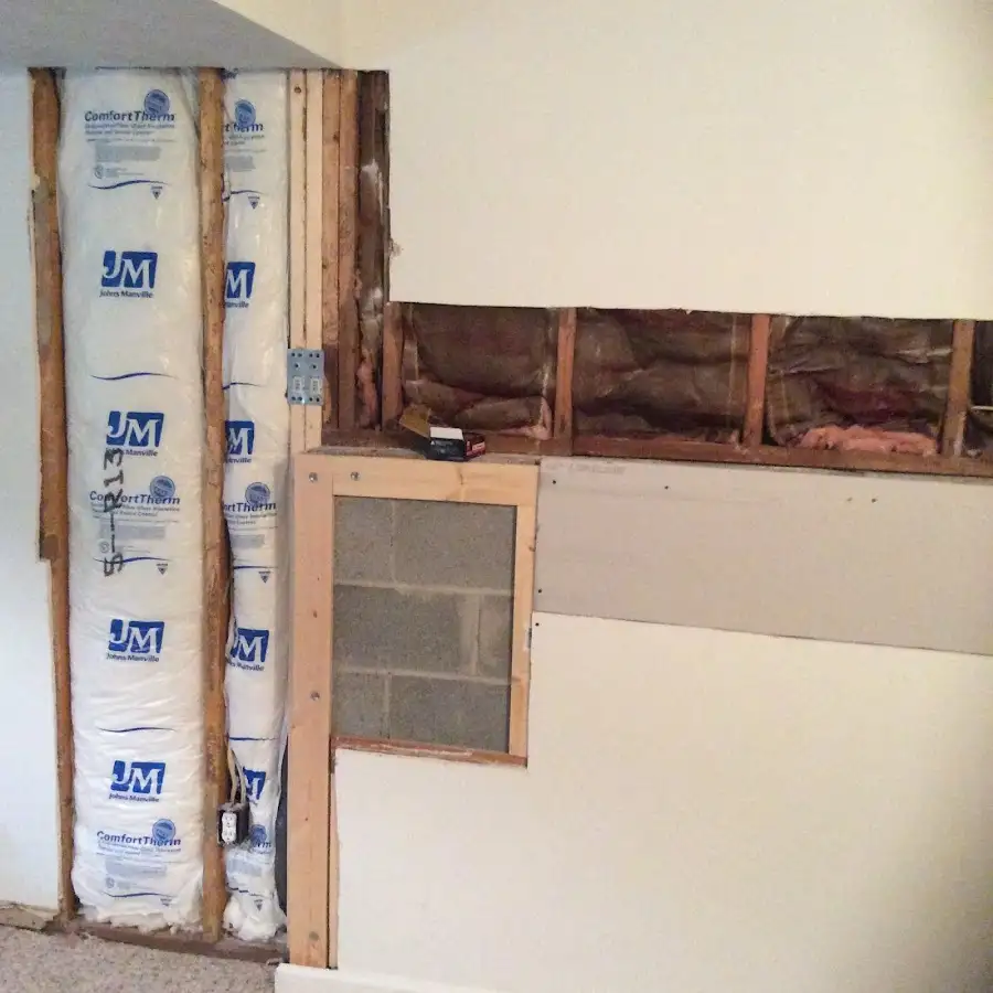 Wall insulation replacement during Basement Flood Cleanup in Medina